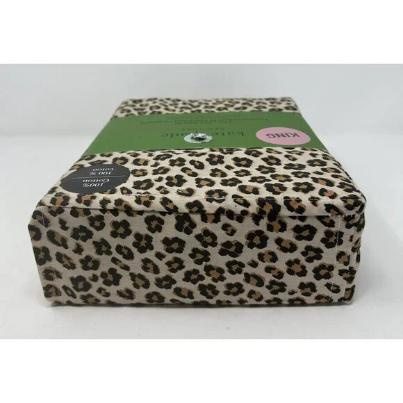 KATE SPADE LEOPARD FLORAL Animal Print Cotton KING 4 Piece Sheet Set NIB NEW - Picture 5 of 7